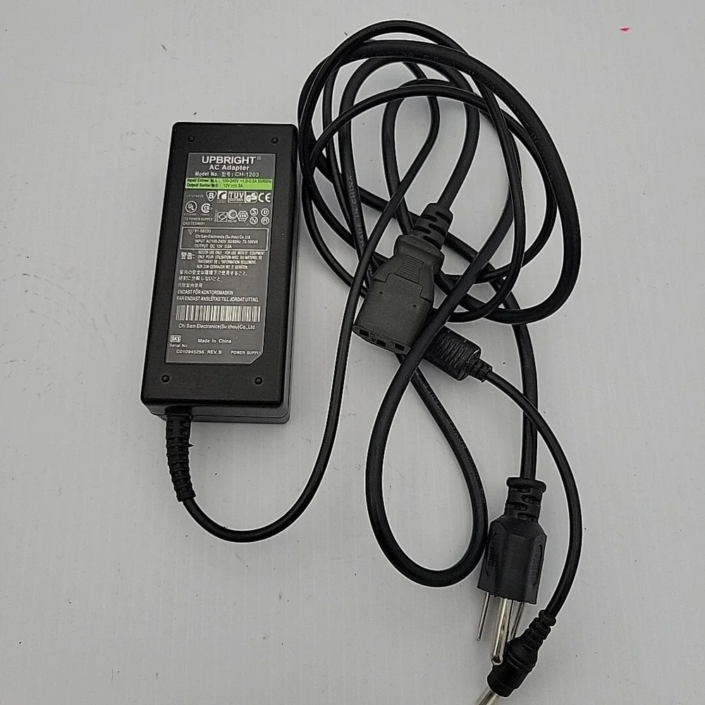Upbright AC Adapter Power Cord CH-1203 12V 3A DC Power Supply Black